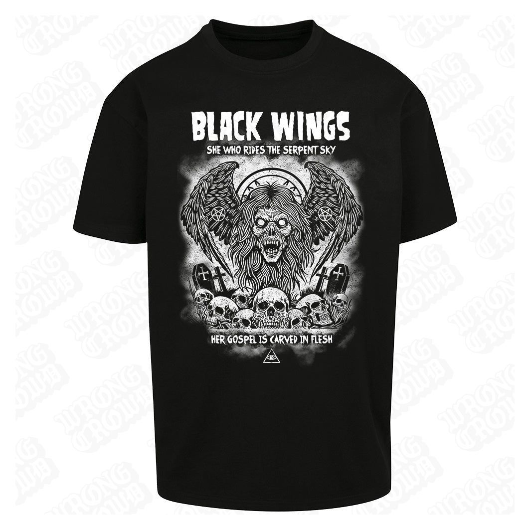Black Wings | Oversized Black T-Shirt