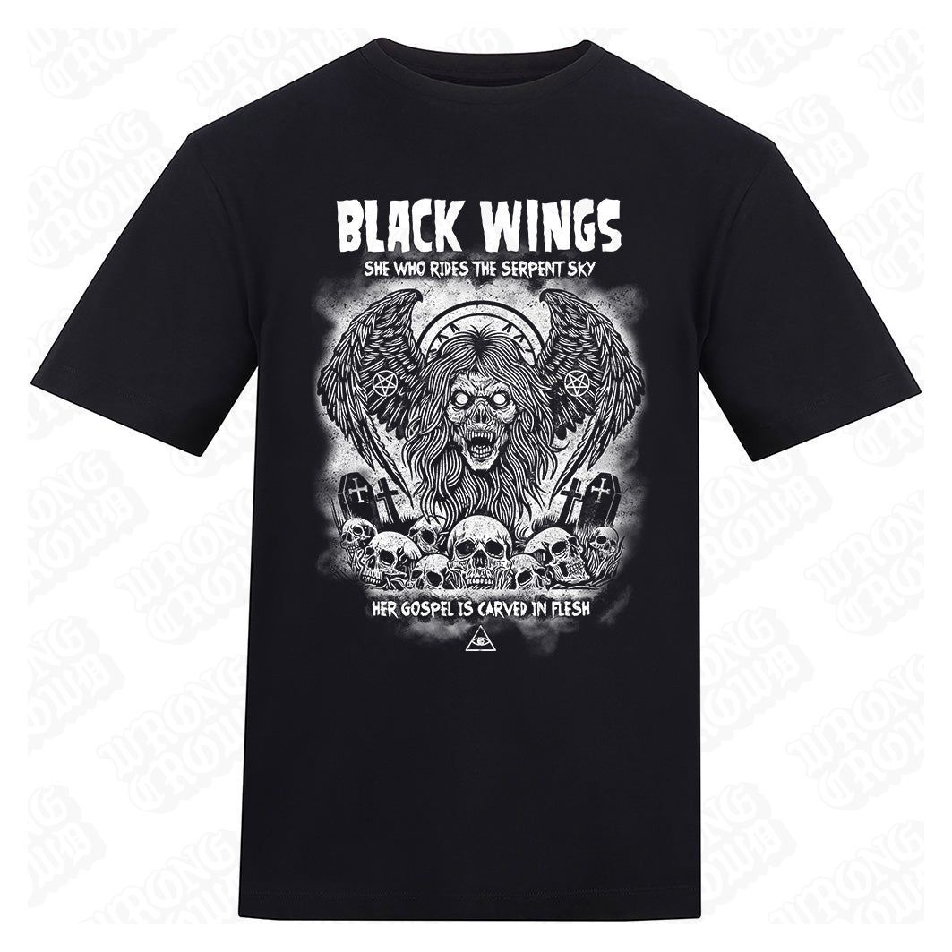 Black Wings | Regular Fit Black T-Shirt
