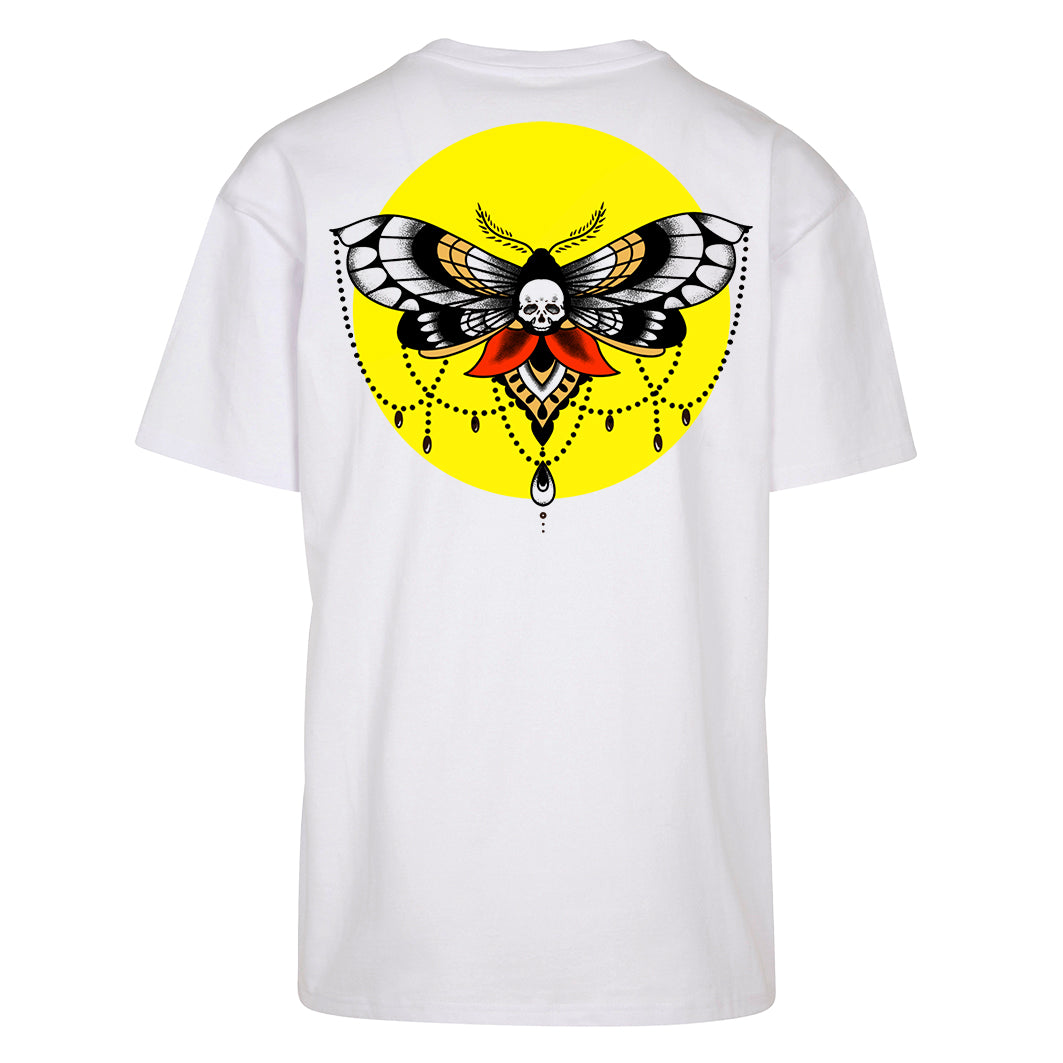 Death Moth | Oversized White T-Shirt - Wrong Crowd Artist merch