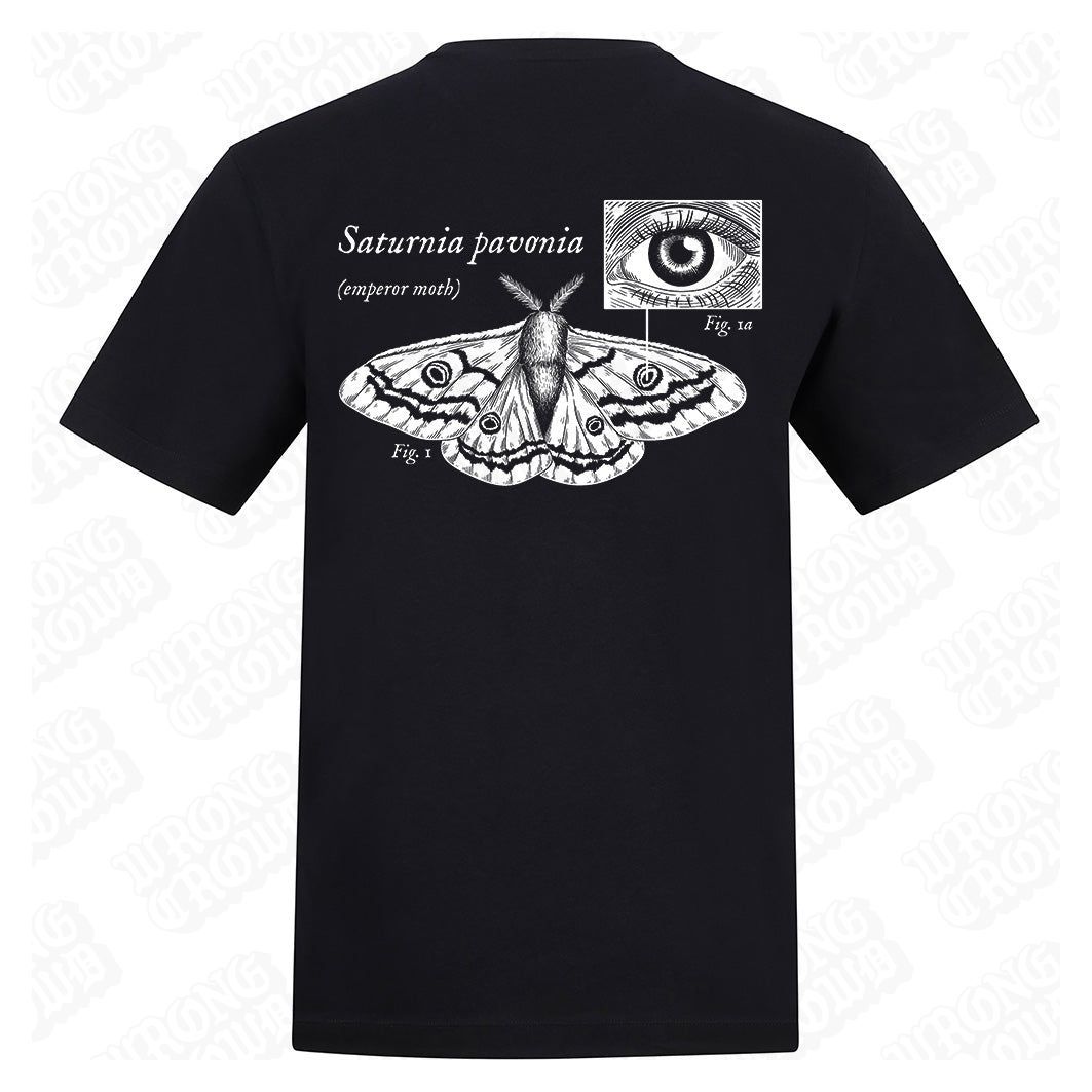 Emperor Moth | Regular Fit Black T-Shirt - Wrong Crowd Artist merch