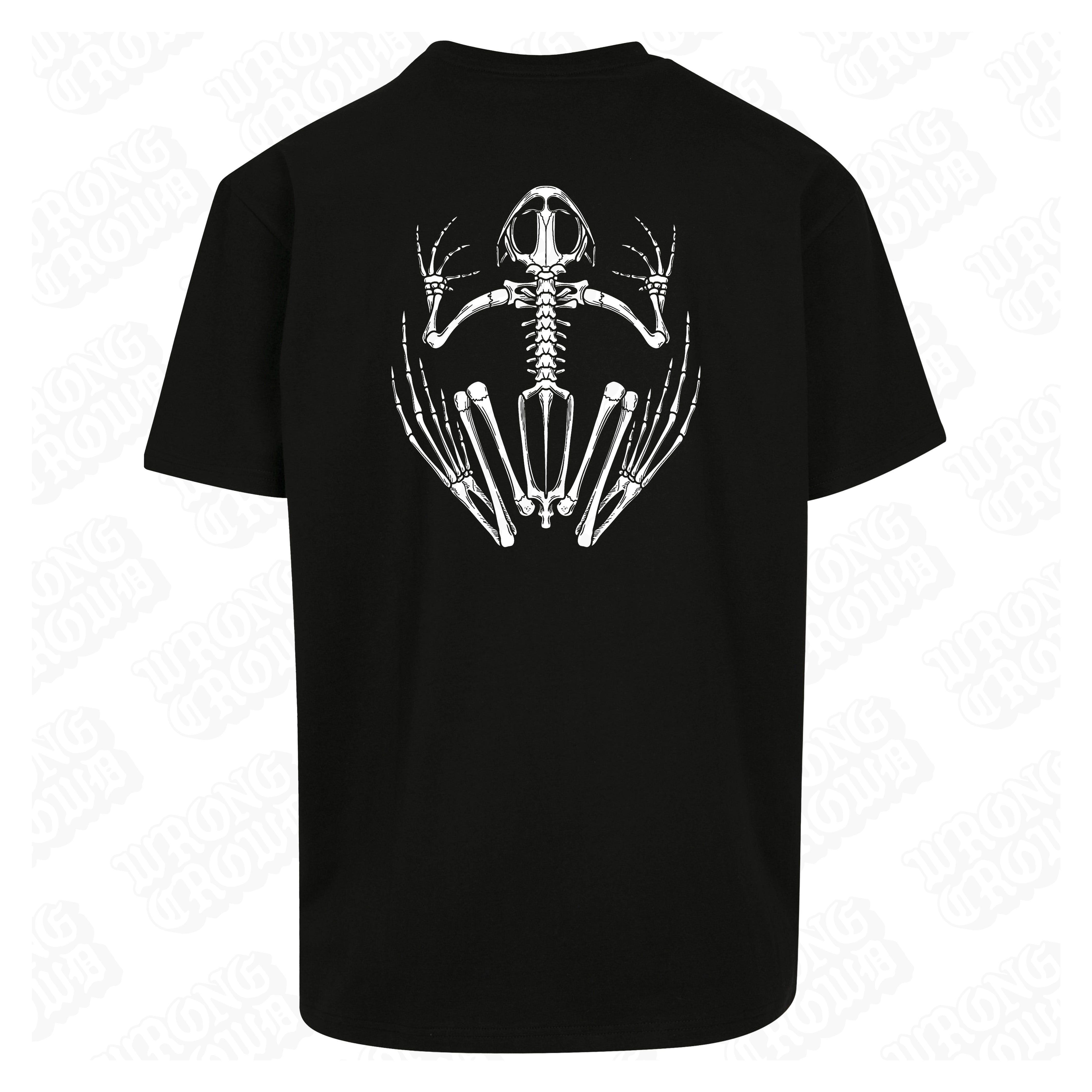 Frog Skeleton | Oversized Black T-Shirt - Wrong Crowd Artist merch