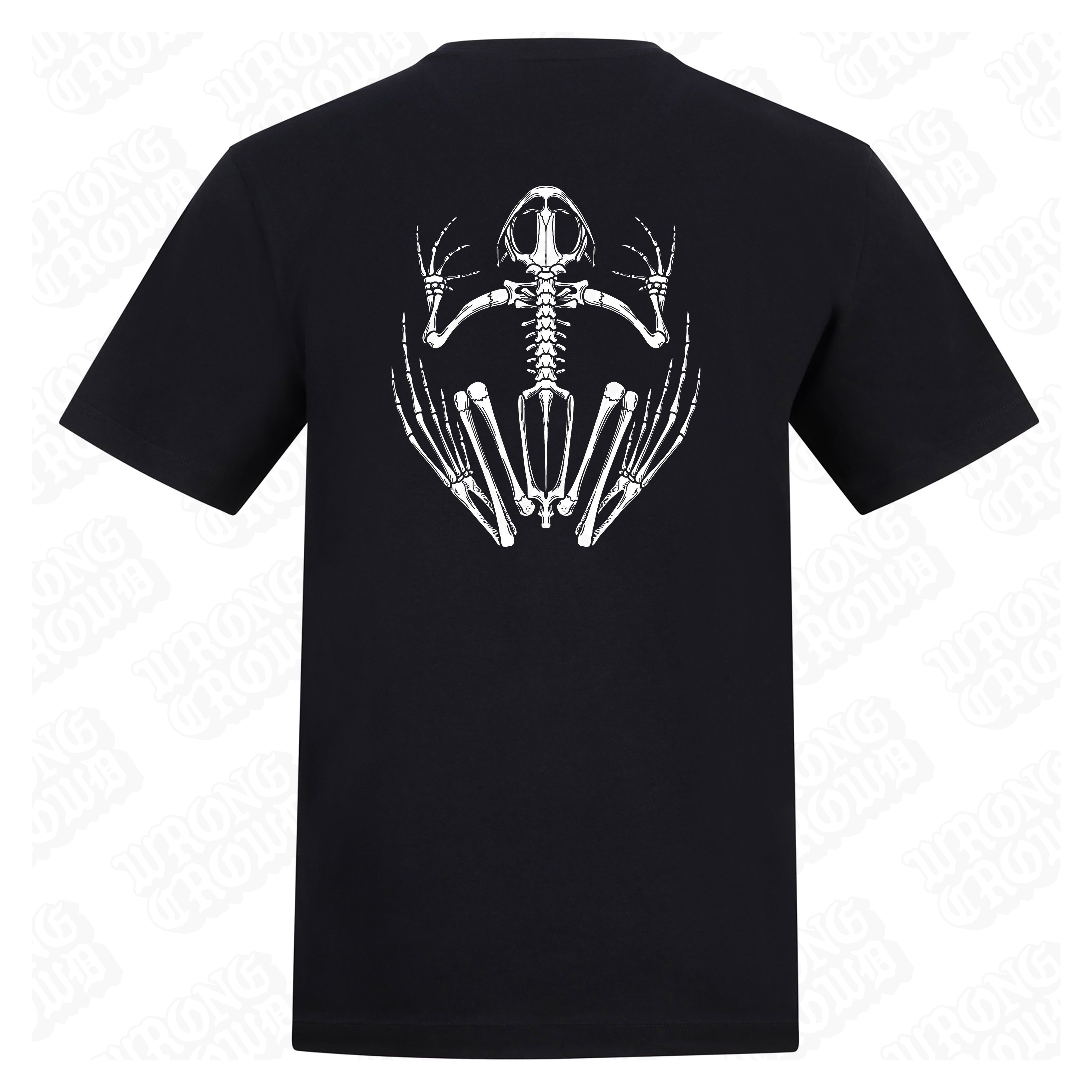 Frog Skeleton | Regular Fit Black T-Shirt - Wrong Crowd Artist merch