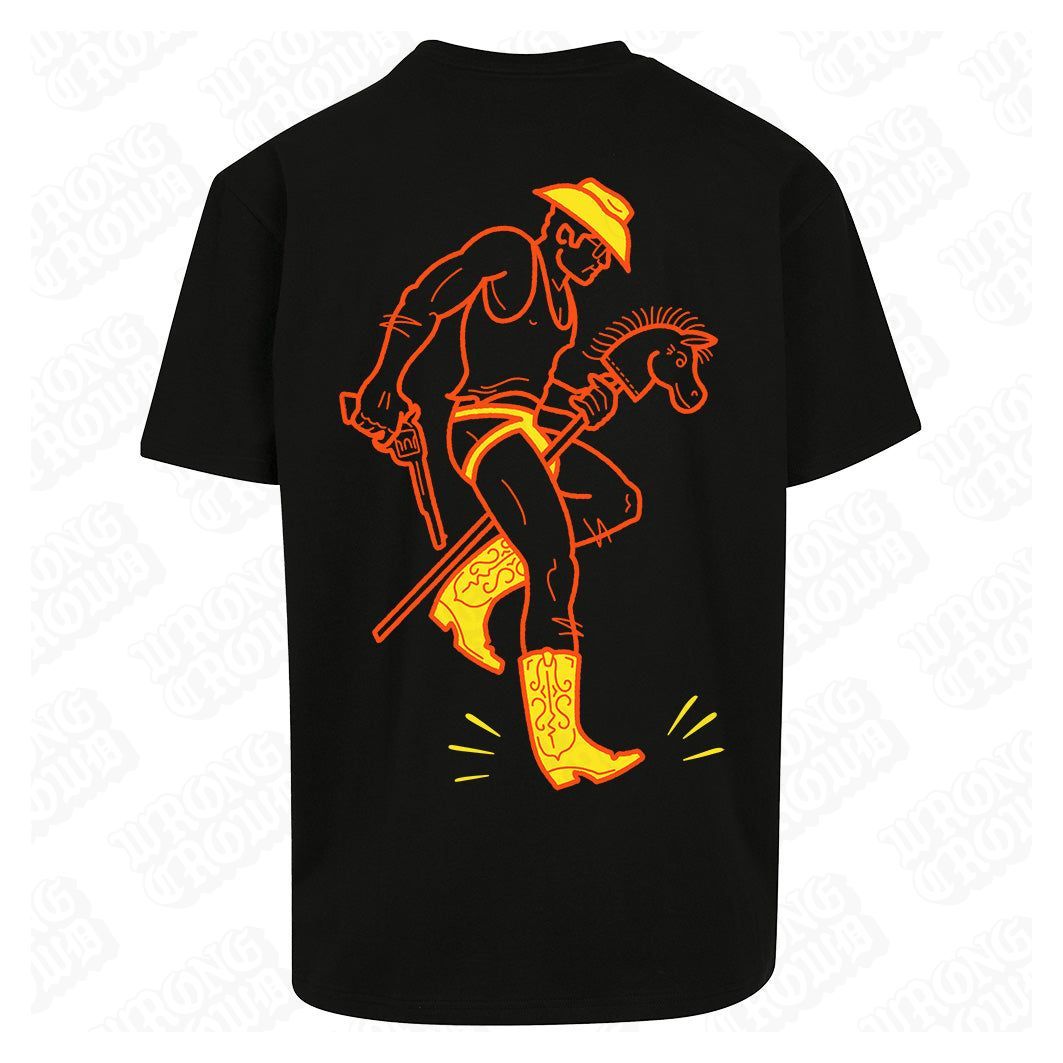 Giddy Up | Oversized Black T-Shirt - Wrong Crowd Artist merch