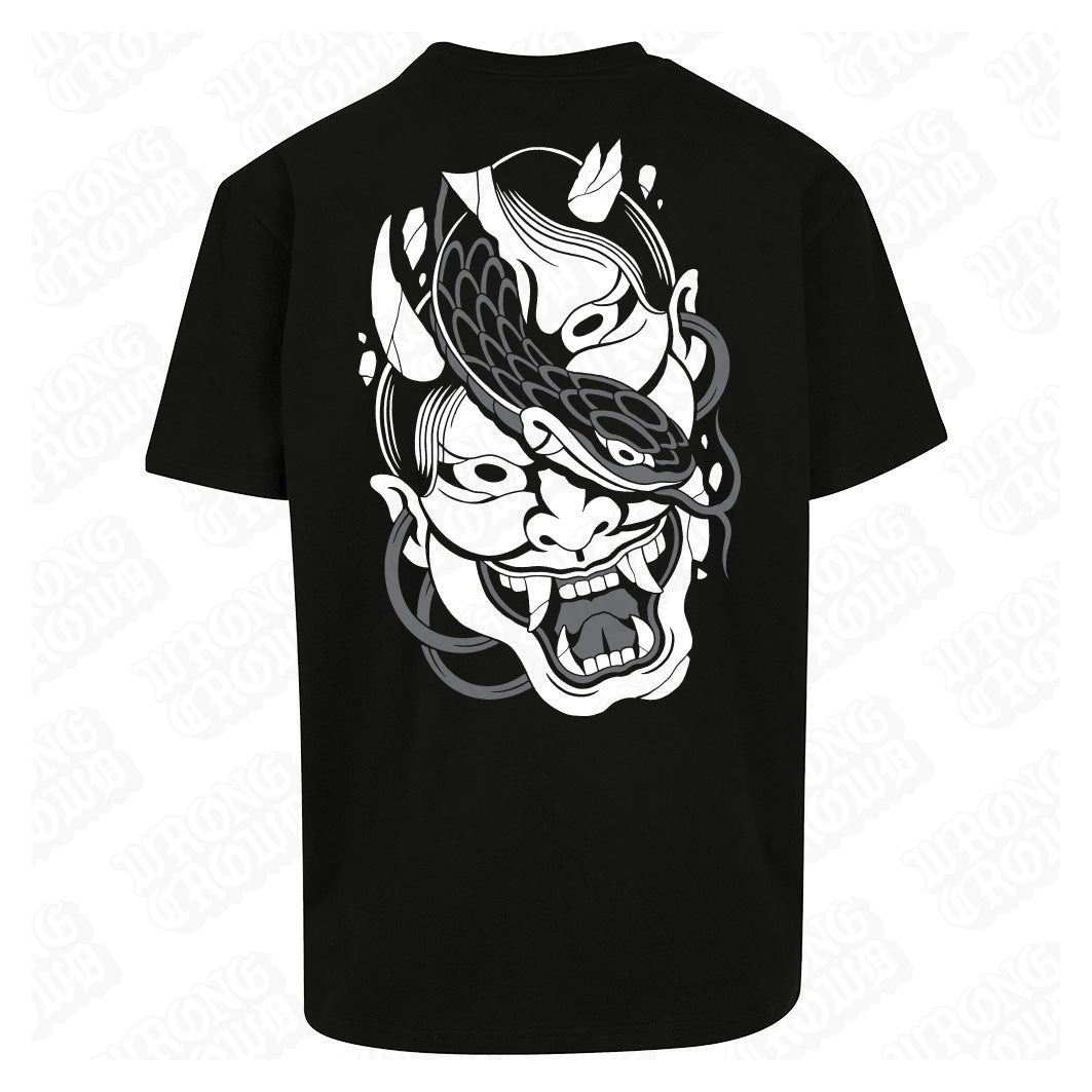 Hannya Snake | Oversized Black T-Shirt - Wrong Crowd Artist merch
