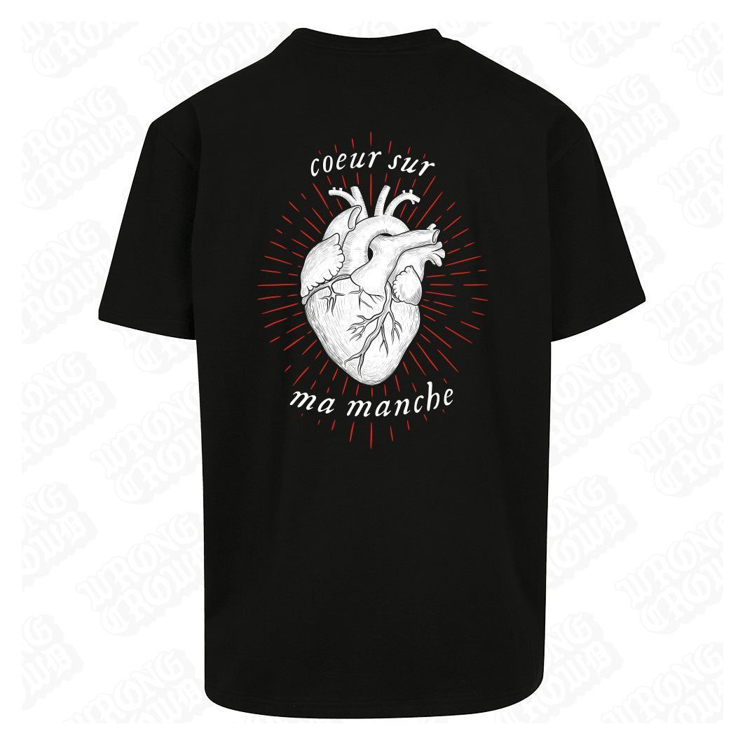Heart On My Sleeve | Oversized Black T-Shirt - Wrong Crowd Artist merch
