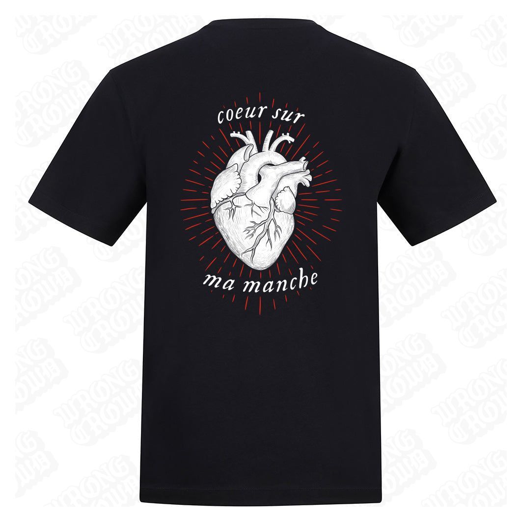 Heart On My Sleeve | Regular Fit Black T-Shirt - Wrong Crowd Artist merch
