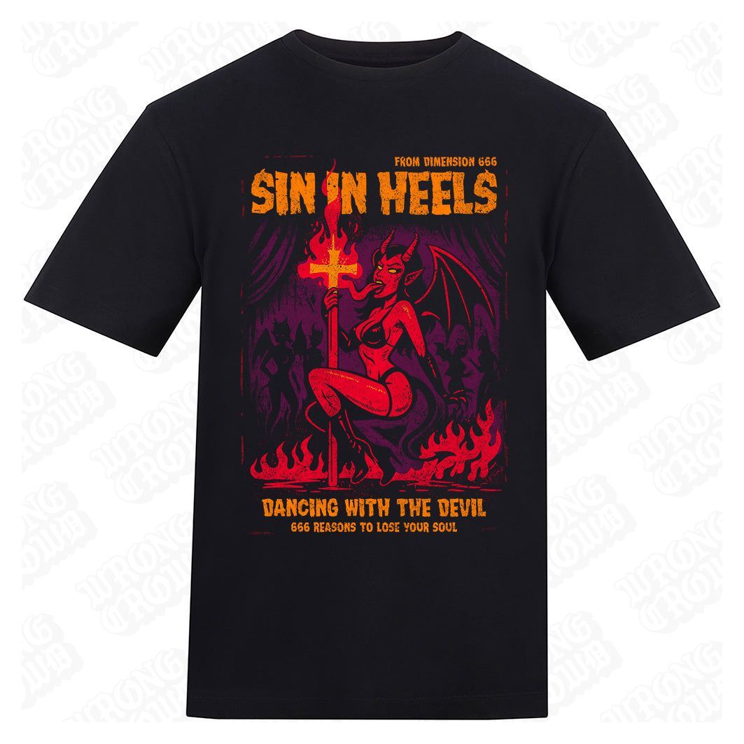Sin In Heels | Regular Fit Black T-Shirt