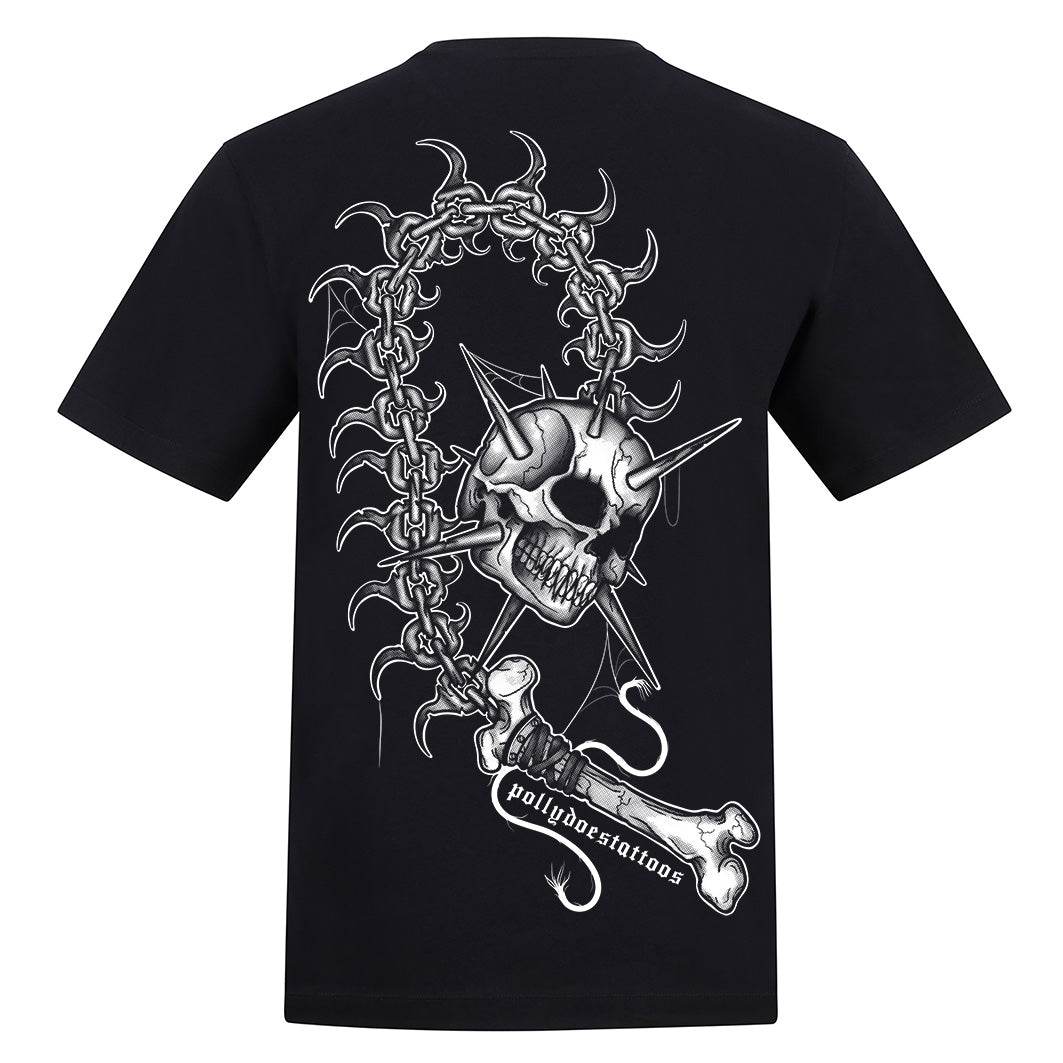 Skull Flail | Regular Fit Black T-Shirt - Wrong Crowd Artist merch