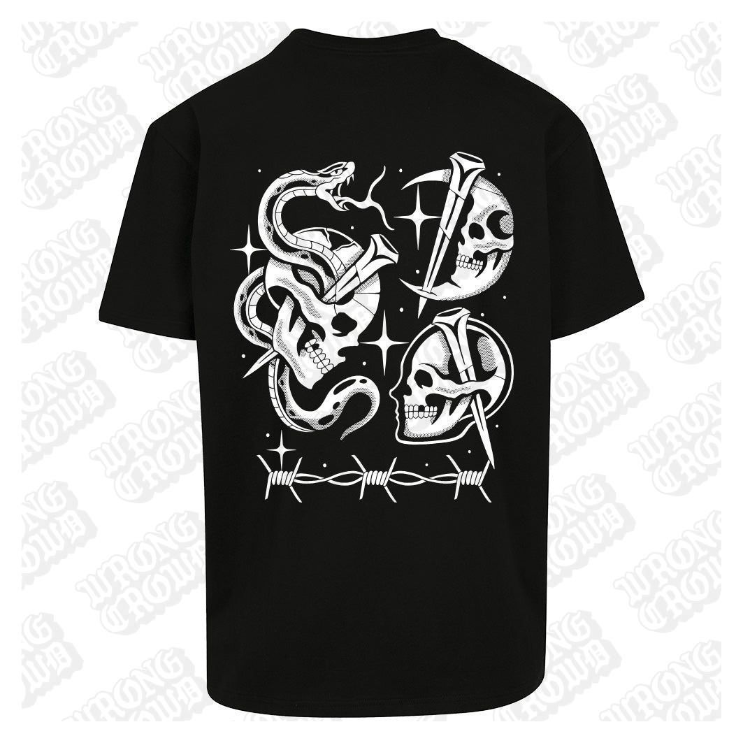 Skull Flash | Oversized Black T-Shirt - Wrong Crowd Artist merch