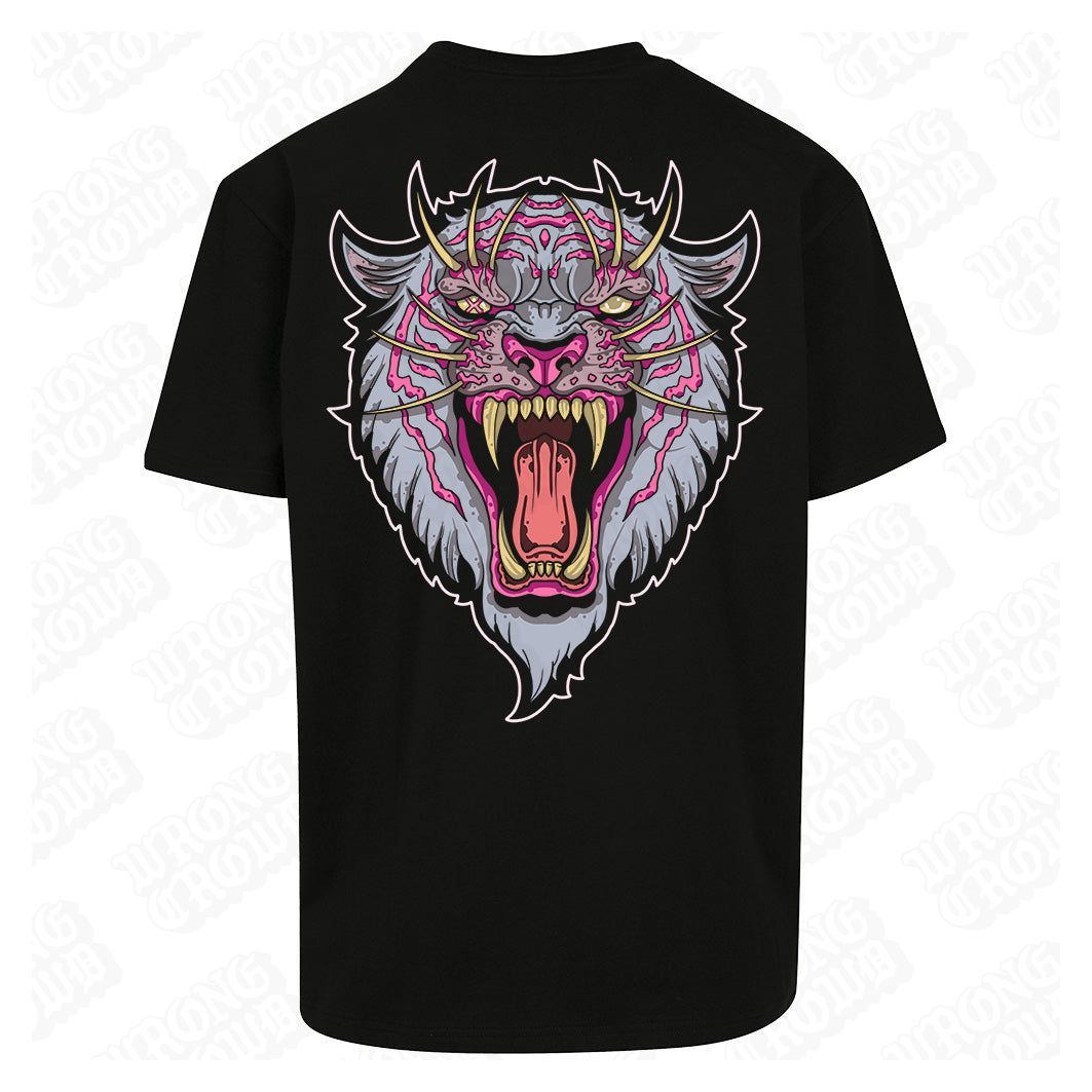Snow Tiger | Oversized Black T-Shirt - Wrong Crowd Artist merch