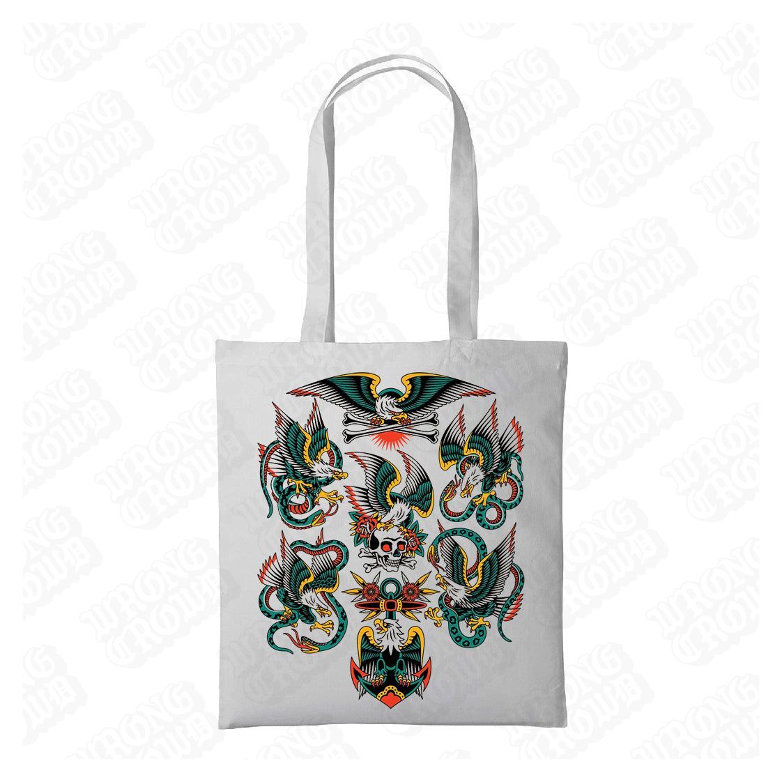 Eagle Flash | White Shopper Tote Bag - Wrong Crowd Artist merch