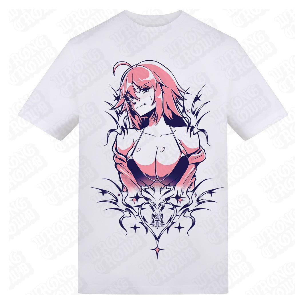 Vintage Anime Girl Pink | Regular Fit White - Wrong Crowd Artist merch