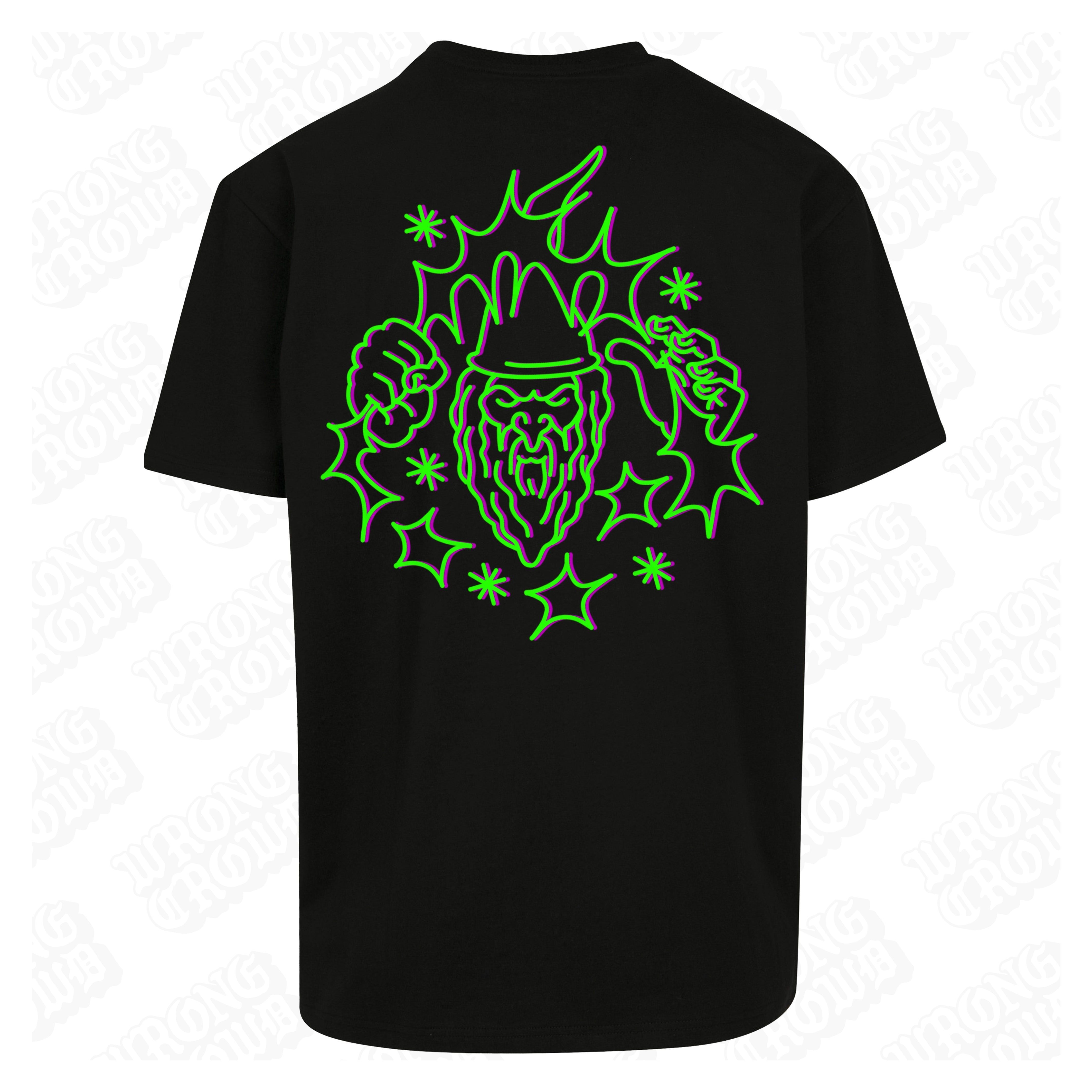 Wizard Lightning | Oversized Black T-Shirt - Wrong Crowd Artist merch
