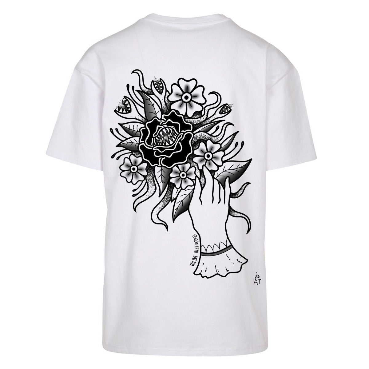 Bio-boquet and heart Trad tshirt | White | Oversized T-Shirt