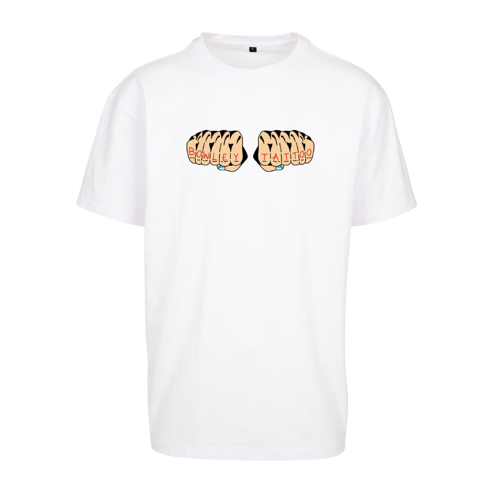 Knuckle Tattoo Tee | White | Dunker 240gsm Oversized T-Shirt