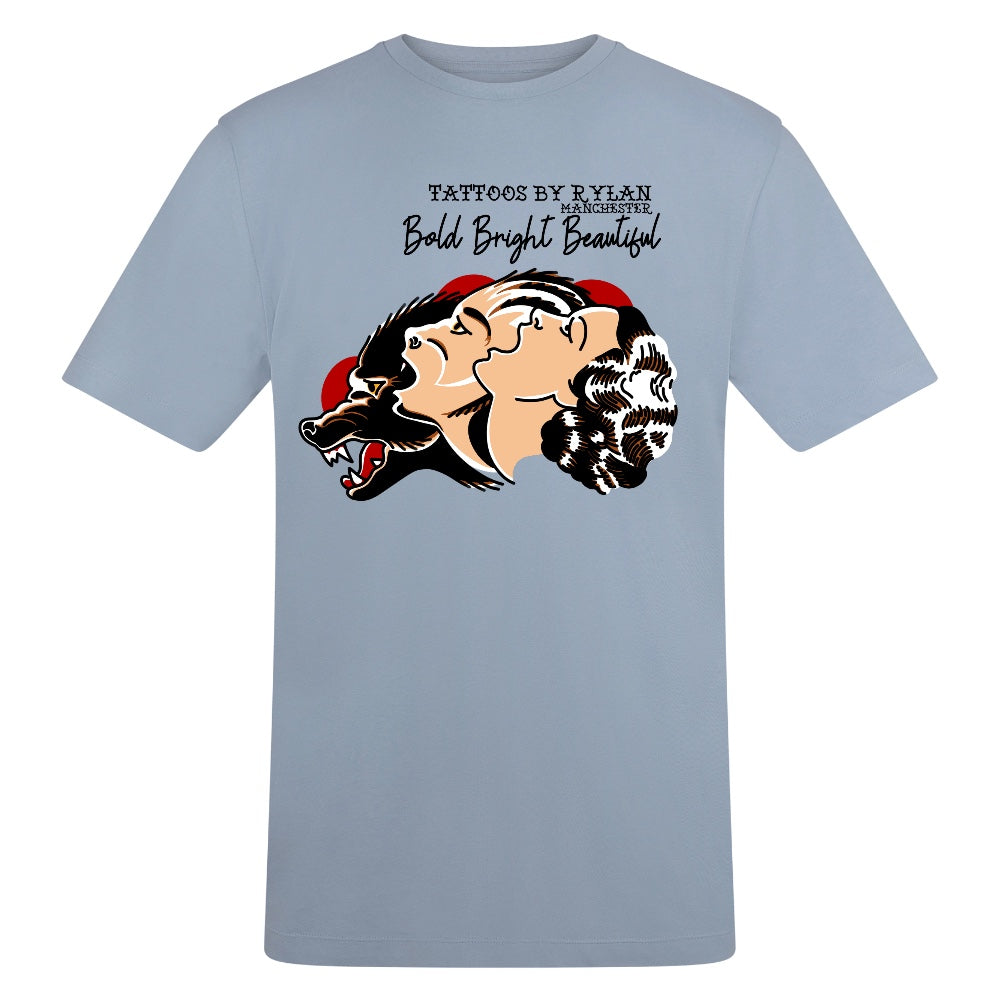 Howl At The Moon | Sky Blue | Duzzer 180gsm Regular Fit T-Shirt - Wrong Crowd Artist merch