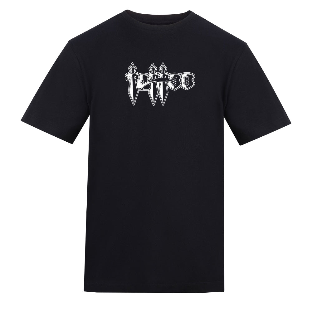 Tattoo Swords Tee | Black | Duzzer 180gsm Regular Fit T-Shirt - Wrong Crowd Artist merch