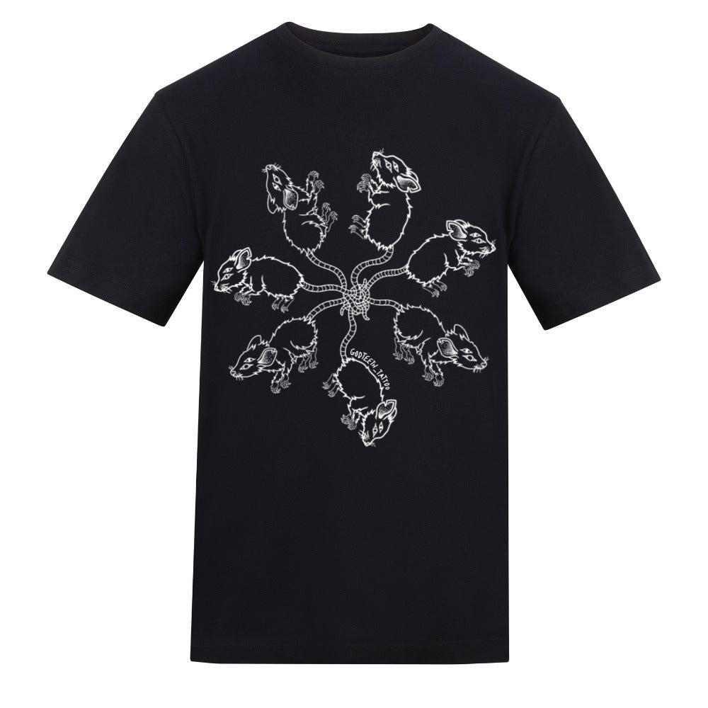 Rat king front tshirt | Black | Duzzer 180gsm Regular Fit T-Shirt
