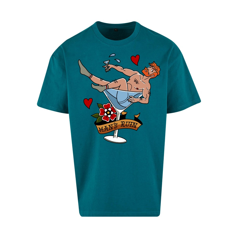 Man’s Ruin | Retro Green | Dunker 240gsm Oversized T-Shirt - Wrong Crowd Artist merch
