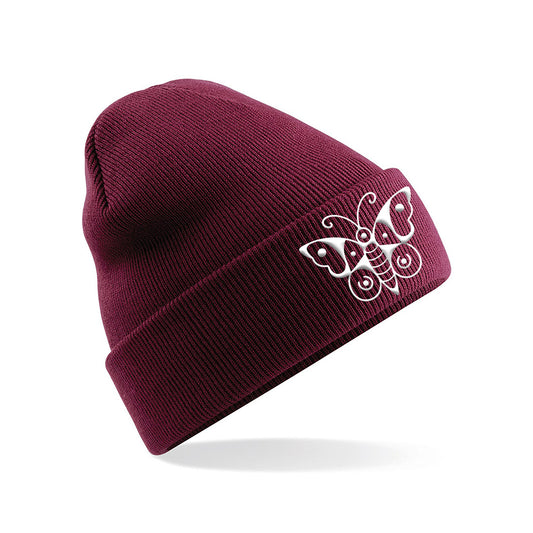 Butterfly | Burgundy Cuffed Beanie