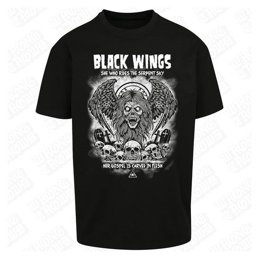 Black Wings | Oversized Black T-Shirt