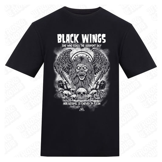 Black Wings | Regular Fit Black T-Shirt