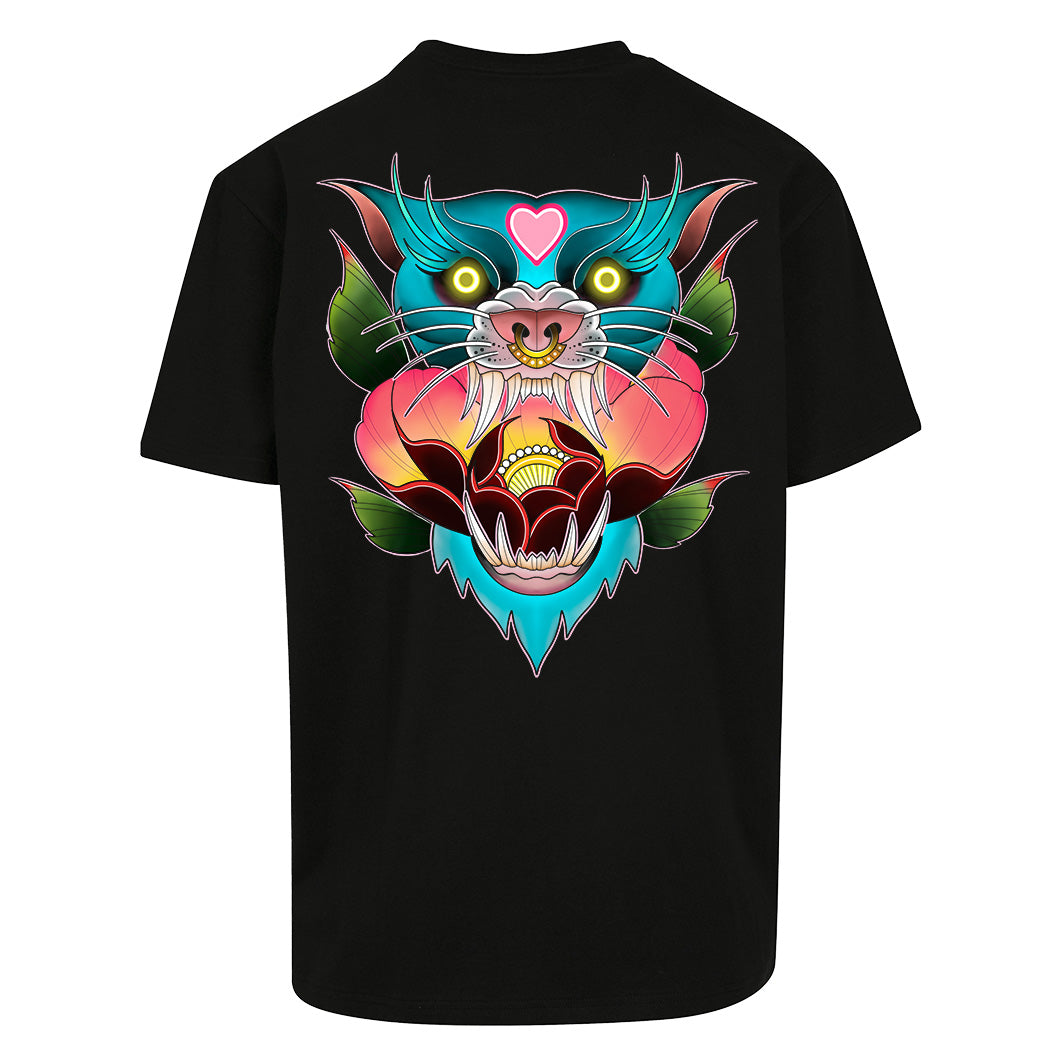 Blue Panther | Oversized Black T-Shirt