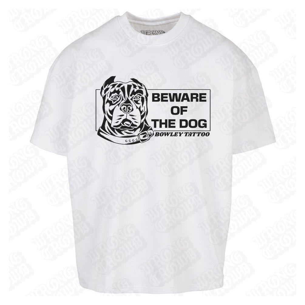 Beware Of The Dog | Oversized White T-Shirt - Wrong Crowd Artist merch