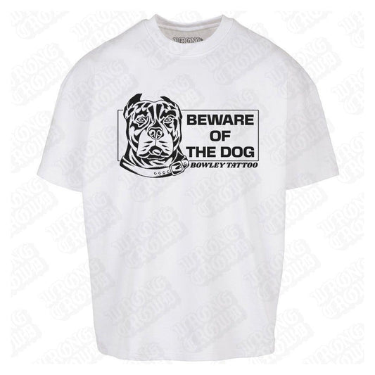 Beware Of The Dog | Oversized White T-Shirt - Wrong Crowd Artist merch