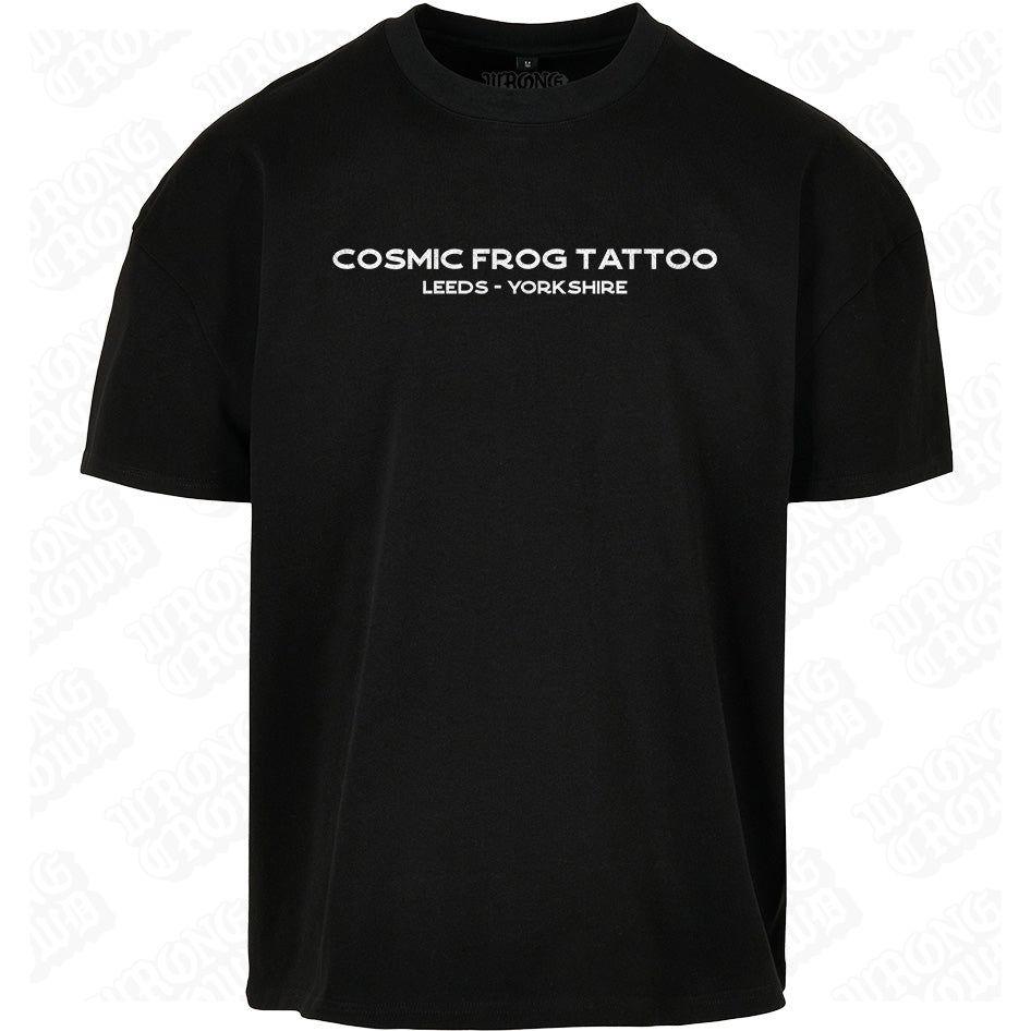 Cosmic Frog Tattoo | Oversized Black T-Shirt - Wrong Crowd Artist merch