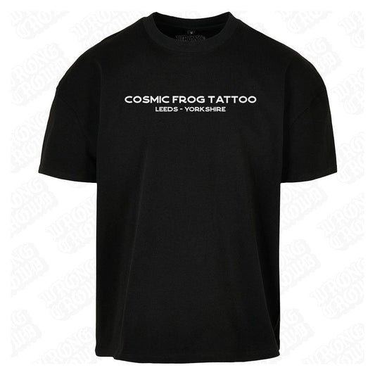Cosmic Frogs In Your Area | Oversized Black T-Shirt - Wrong Crowd Artist merch