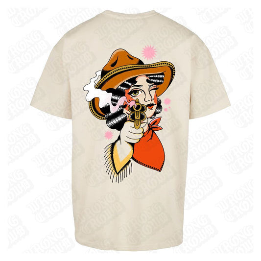 Cowgirl | Oversized Sand T-Shirt - Wrong Crowd Artist merch