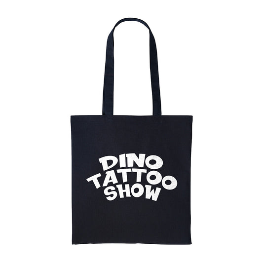 Dino Tattoo Show Mono Logo| Black Shopper Tote Bag