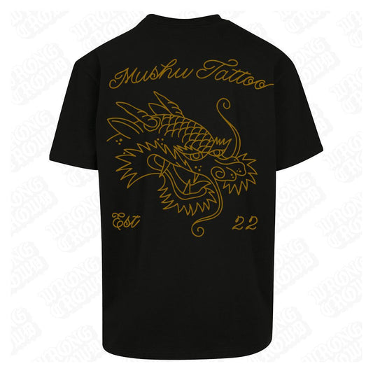 Dragon Gold | Oversized Black T-Shirt