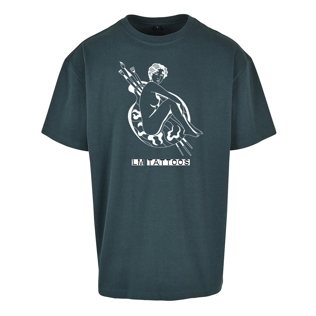 Easel Lady | Oversized Bottle Green T-Shirt