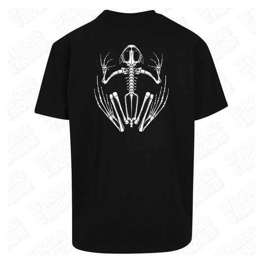 Frog Skeleton | Oversized Black T-Shirt - Wrong Crowd Artist merch