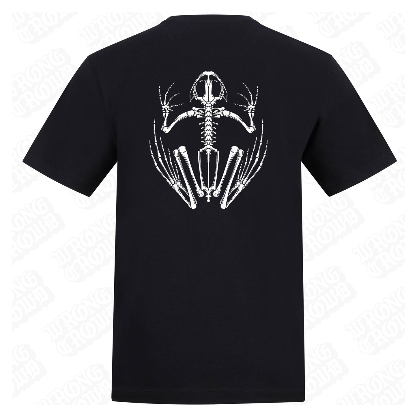 Frog Skeleton | Regular Fit Black T-Shirt - Wrong Crowd Artist merch