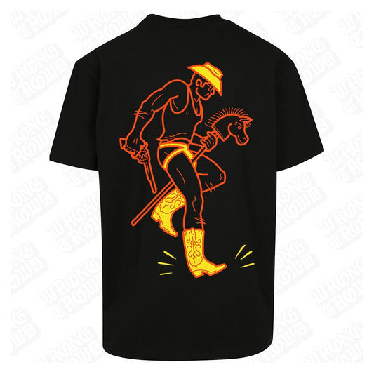 Giddy Up | Oversized Black T-Shirt - Wrong Crowd Artist merch