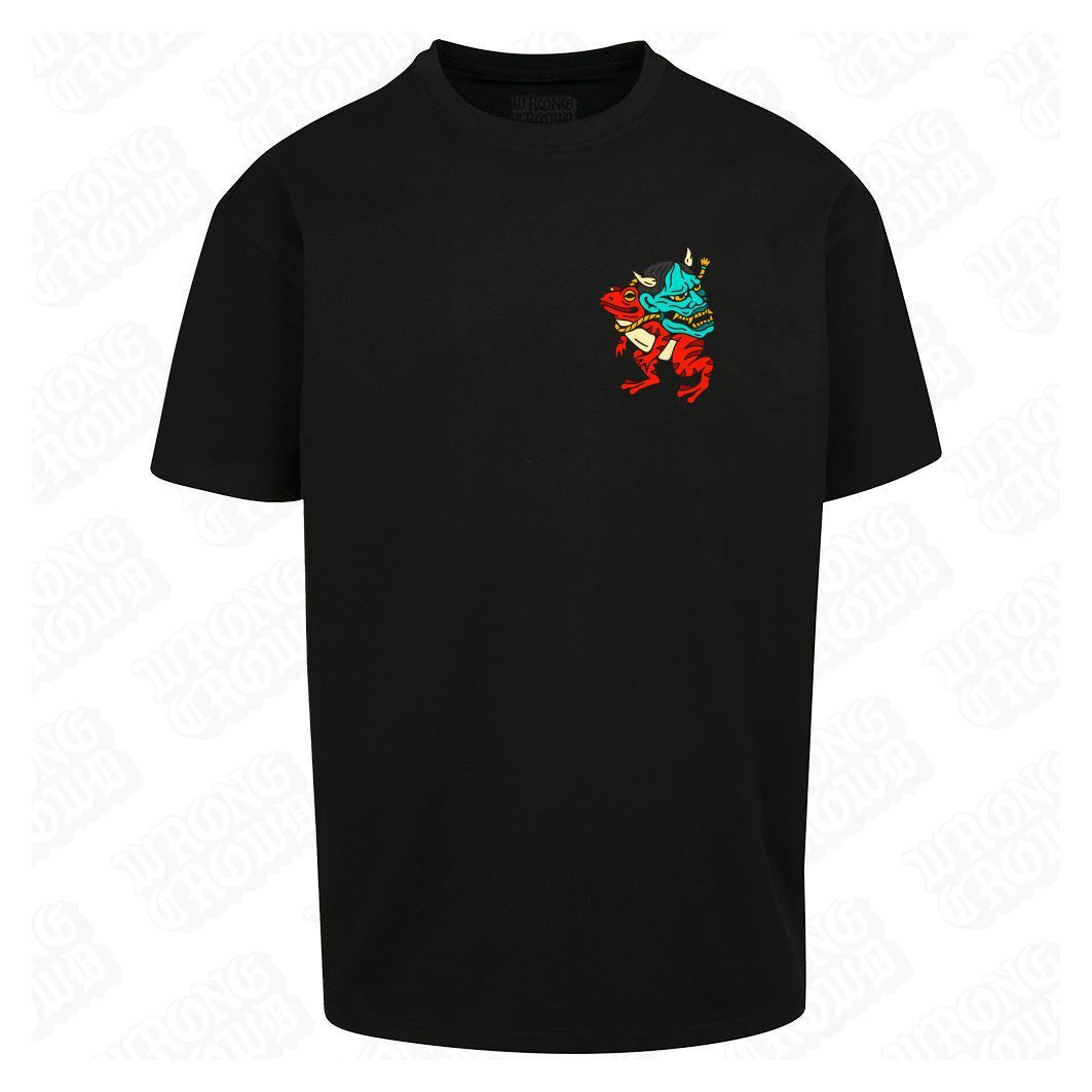Hannya Frog | Oversized Black T-Shirt - Wrong Crowd Artist merch