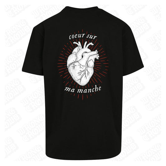Heart On My Sleeve | Oversized Black T-Shirt - Wrong Crowd Artist merch