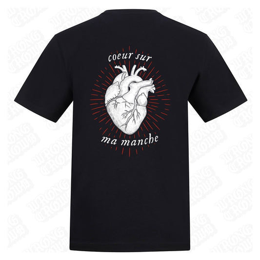 Heart On My Sleeve | Regular Fit Black T-Shirt - Wrong Crowd Artist merch