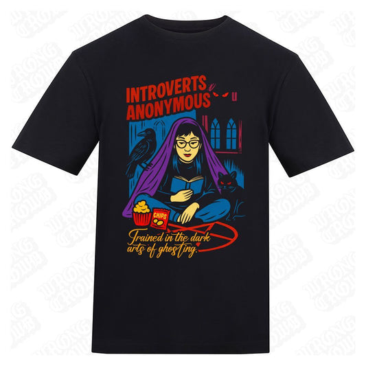 Introverts Anonymous | Regular Fit Black T-Shirt