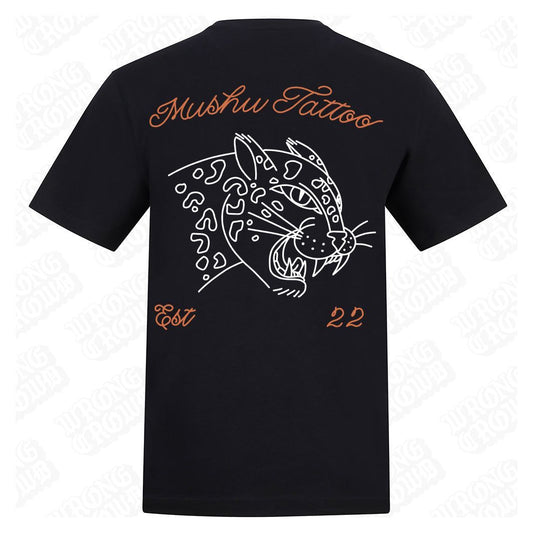 Leopard Orange | Regular Fit Black T-Shirt