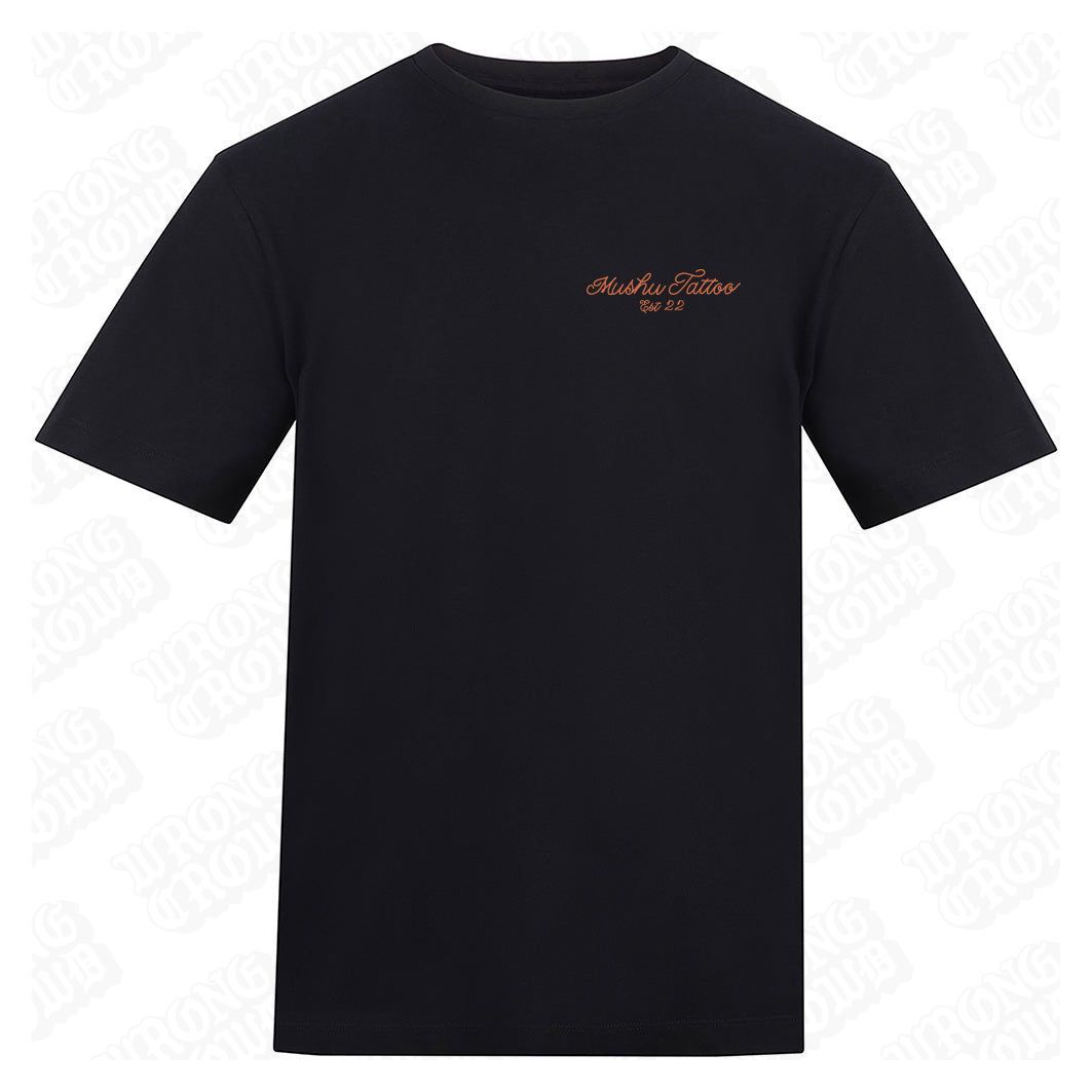 Leopard Orange | Regular Fit Black T-Shirt