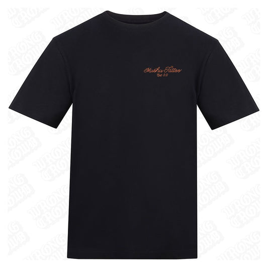 Leopard Orange | Regular Fit Black T-Shirt