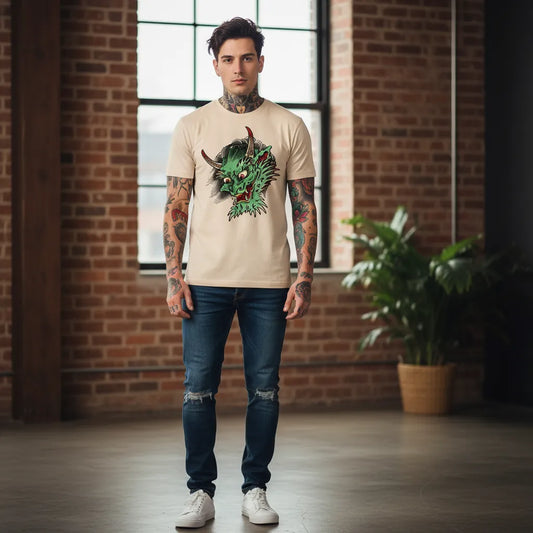 Oni Demon  | Regular Fit Sand T-Shirt