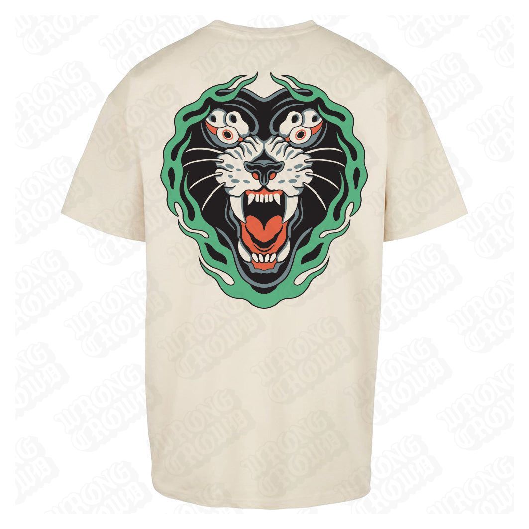 Panther | Oversized Sand T-Shirt - Wrong Crowd Artist merch
