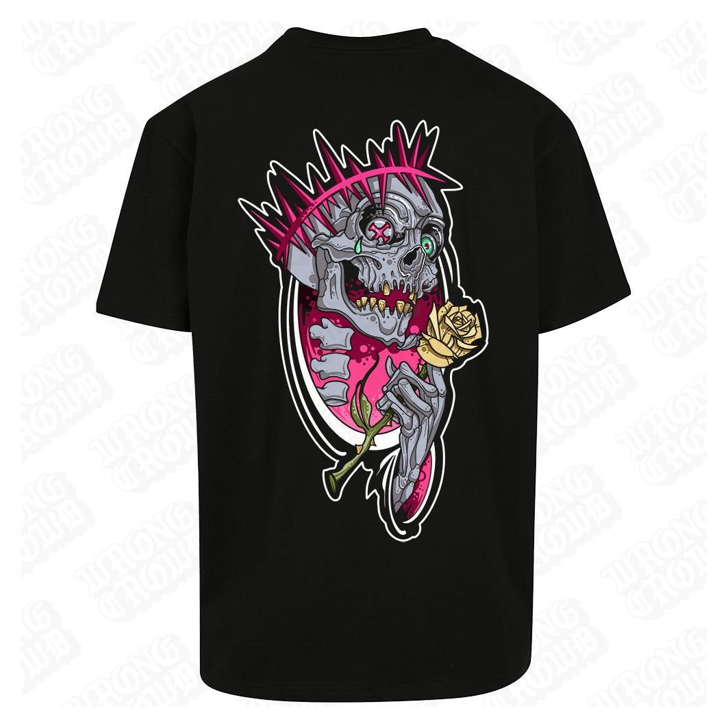 Pink Thorns | Oversized Black T-Shirt - Wrong Crowd Artist merch