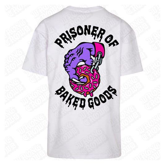 Prisoner Of Baked Goods | Oversized White T-Shirt - Wrong Crowd Artist merch