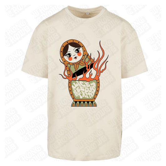 Russian Doll | Oversized Sand T-Shirt - Wrong Crowd Artist merch
